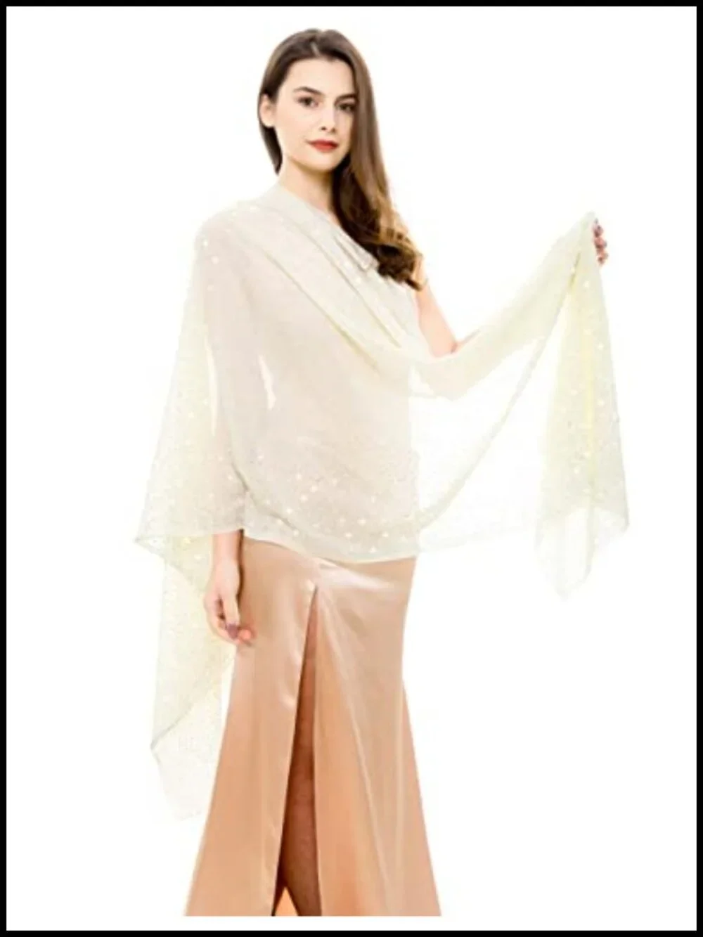 Chiffon Pashmina Shawl Rhinestones Sparkly Wrap for Evening Dresses
